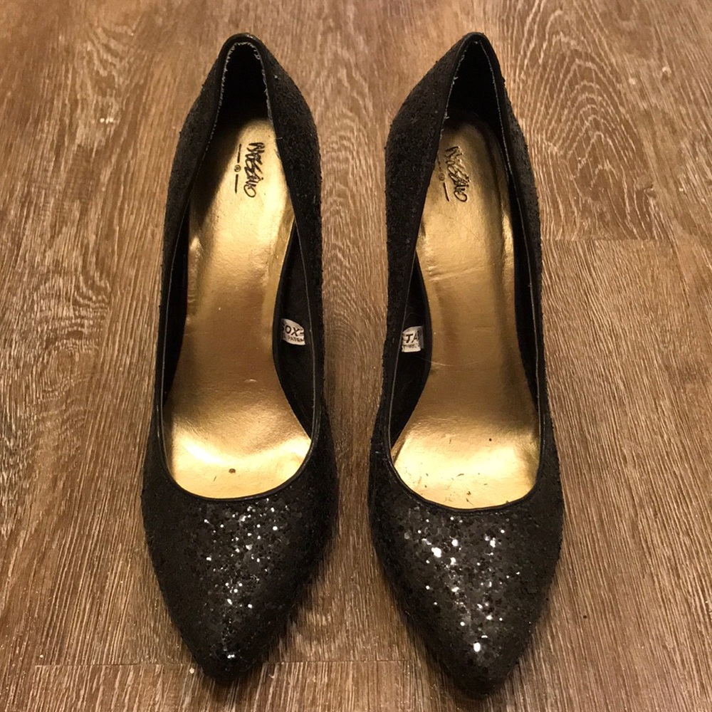 Black sequin high heels